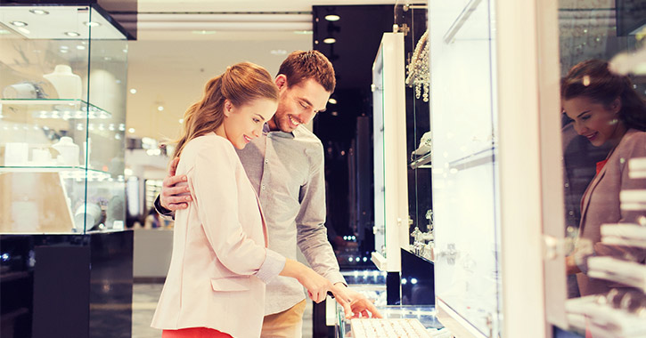 couple shopping for engagement ring