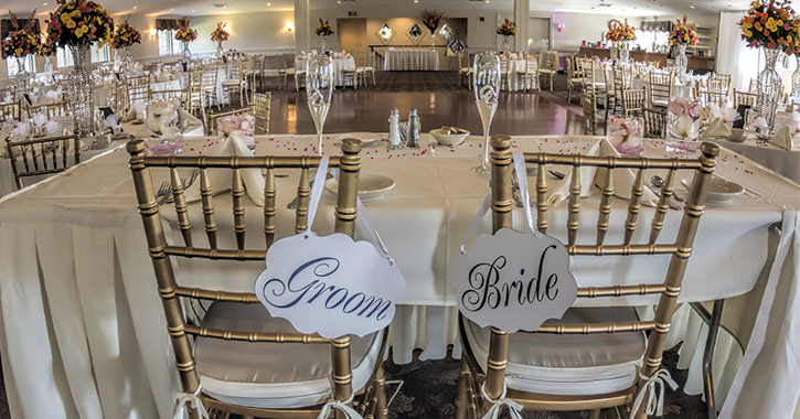groom and bride table at wedding reception