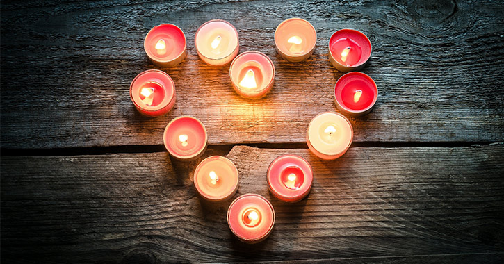 candles in the shape of a heart