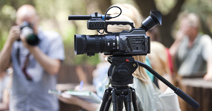 video camera on a tripod