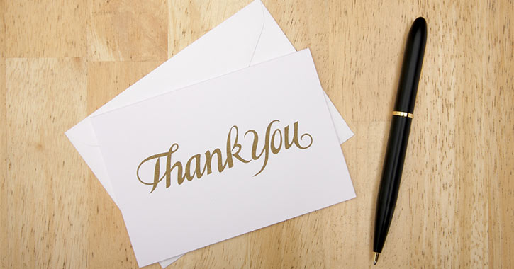 white thank you card