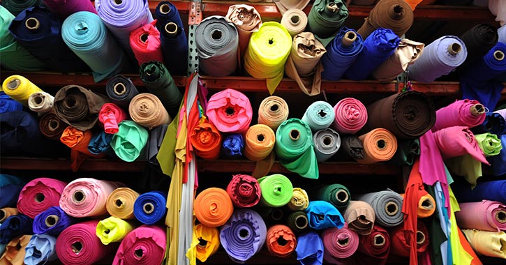 colored rolls of fabric