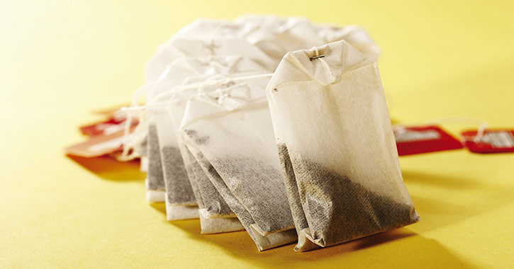 teabags on a yellow background