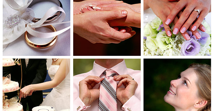 collage of wedding photos