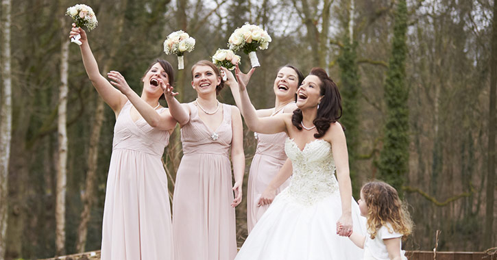 bridesmaids and bride