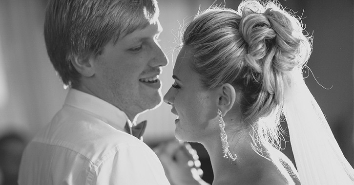 bride and groom dancing