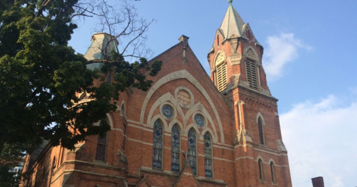 brick cathedral on a sunny day