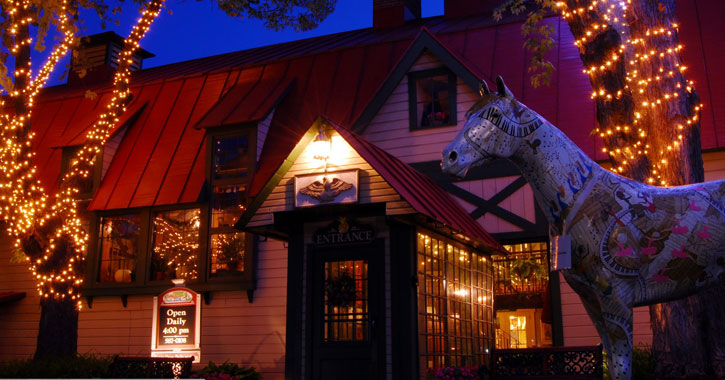 the outside of Longfellows at night