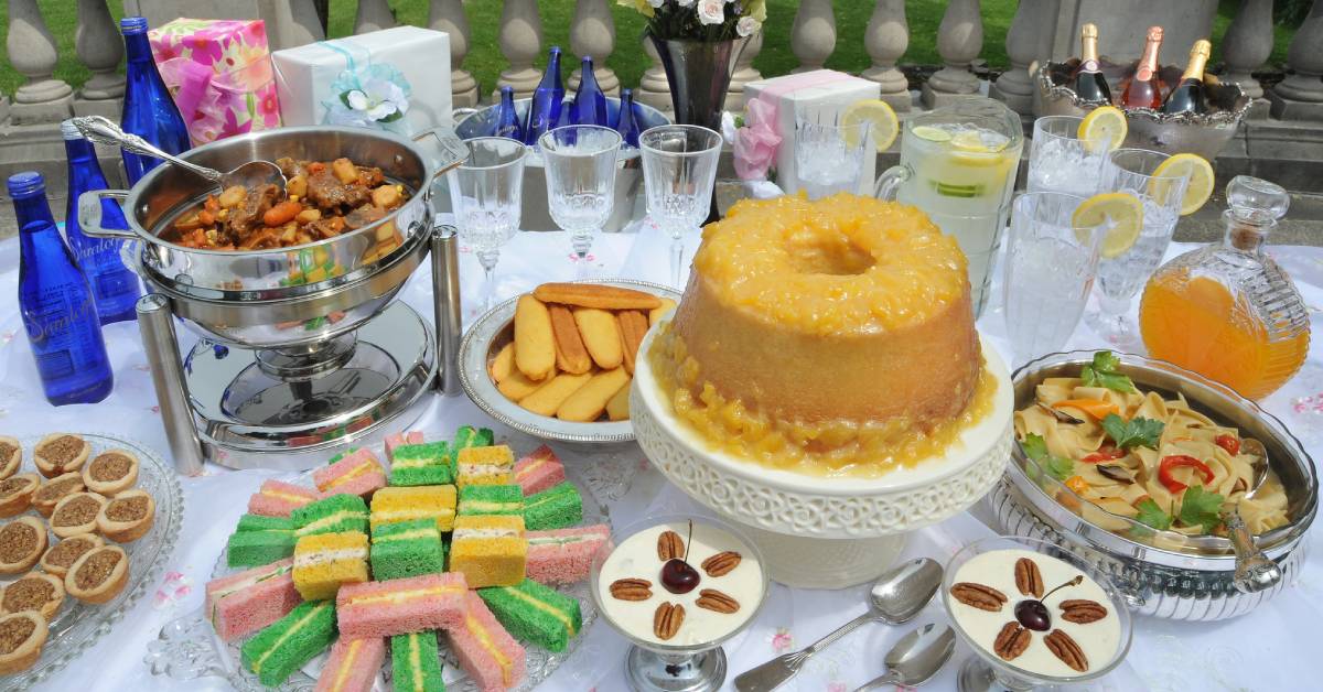 catered food set up on a table